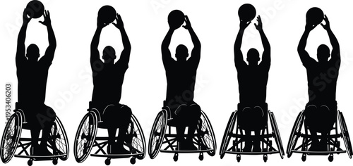 Wheelchair Basketball Player Silhouette SeriesTitle:Wheelchair Basketball Player Silhouette SeriesKeywords:wheelchair basketball
