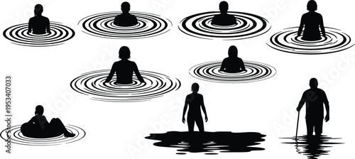 Silhouettes of People in Water RipplesTitle:Silhouettes of People in Water RipplesKeywords:people, silhouette, water, ripples