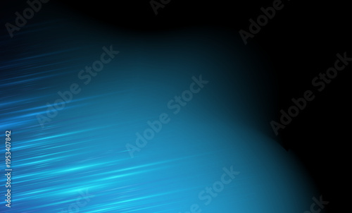 未来的なスピード感と流動性を表現したブルーグラデーションの光ライン抽象背景、テクノロジーやデジタル通信をイメージしたスタイリッシュな横長バナー素材
