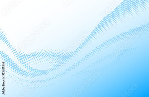 水色のドットが波状に広がる幾何学的抽象背景、デジタルやネットワークを連想させる軽やかで洗練されたビジネス向けデザイン素材