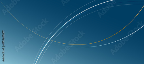爽やかなブルーグラデーションに流れる曲線ラインが交差するクリーンで現代的な背景、プレゼンや企業デザインに最適な抽象素材