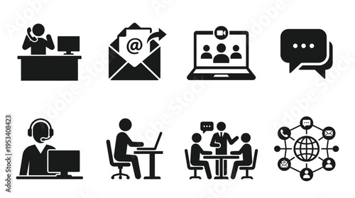 Finance Icons: Black and White Business Labels for Corporate Design