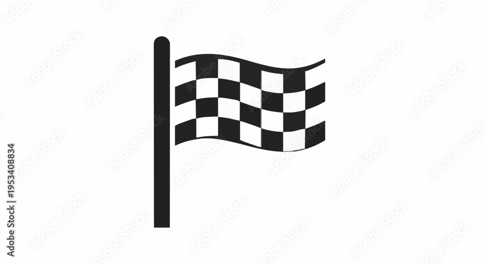 Fototapeta premium Iconic vector graphic of a checkered flag, symbolizing race finish, victory, and project completion