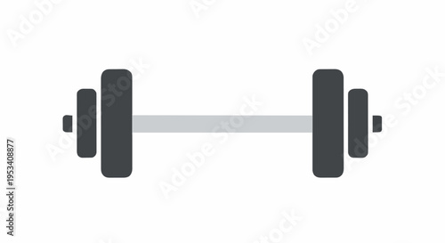 Simple graphic representation of a barbell for strength training and fitness programs and healthy lifestyle development