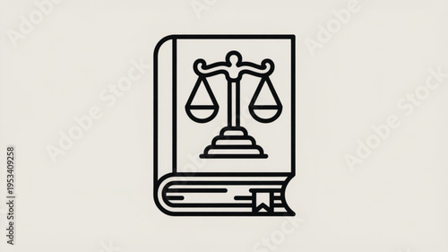 Law book with balance scales symbolizing justice and equality in legal system