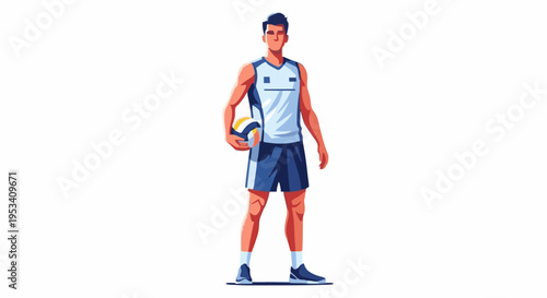 Volleyball Player Ready for Action with Ball in Hand