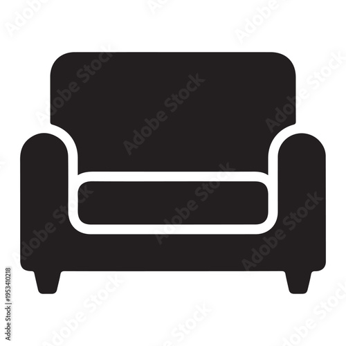 armchair sofa vector icon in trendy flat design 