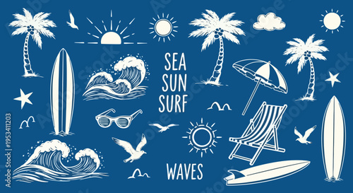 Summer Beach Vacation Elements Collection.