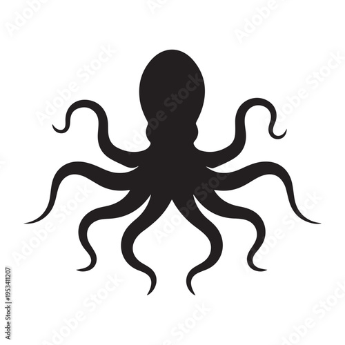 Black Octopus silhouette vector illustration