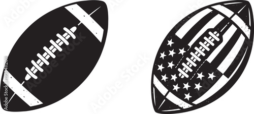 American Football Ball Icons With USA Flag Design
