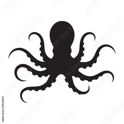 Black Octopus silhouette vector illustration
