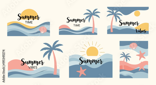 Summer Vibes Tropical Beach Scene Collection.