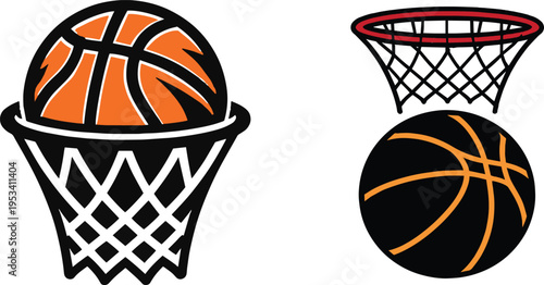 Basketball Hoop Shot Icon Vector Set