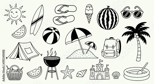 Summer Vacation Beach Holiday Objects Collection.