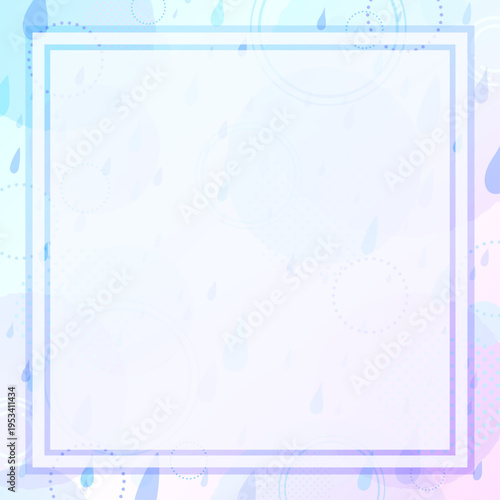 雨と抽象模様のグラデーション四角フレーム1_正方形