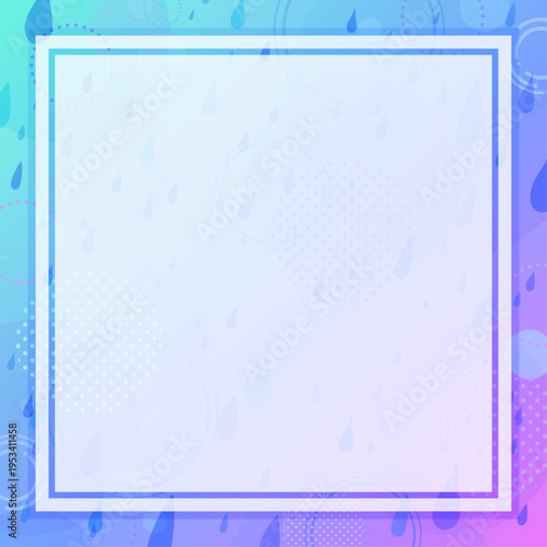 雨と抽象模様のグラデーション四角フレーム2_正方形