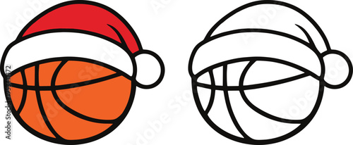 Basketball Santa Hat Christmas Vector