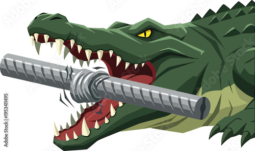 Isolated vector illustration of a wild Tyrannosaurus rex dinosaur skeleton and skull with dangerous teeth and jaws, featuring a cartoon predator monster design on a white background