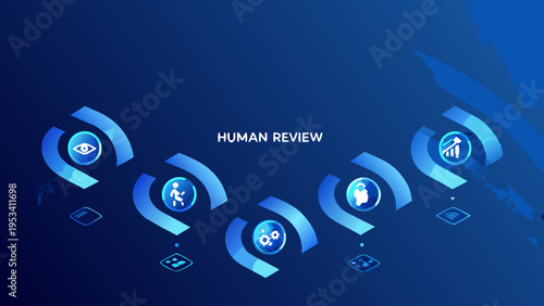 Abstract depiction of data analysis security and human oversight concepts