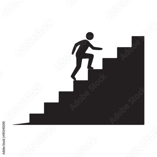 Person climbing stairs success growth progress