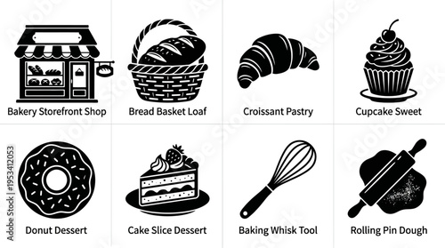 Kitchen Utensil Icons: Black and White Cooking Tools for Culinary Design