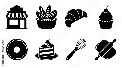 Kitchen Utensil Icons: Black and White Cooking Tools for Culinary Design