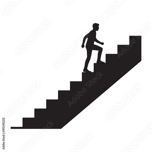 Person climbing stairs success growth progress