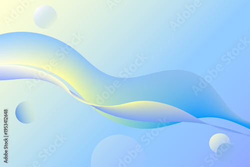 ブルーとイエローのやわらかなグラデーション抽象ウェーブ背景｜ナチュラルで透明感のある流線形デザイン・Webバナーやヘッダーに最適