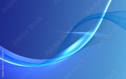 ディープブルーに光が流れる抽象ウェーブ背景｜高級感と先進性を演出するテクノロジー系グラデーションデザイン