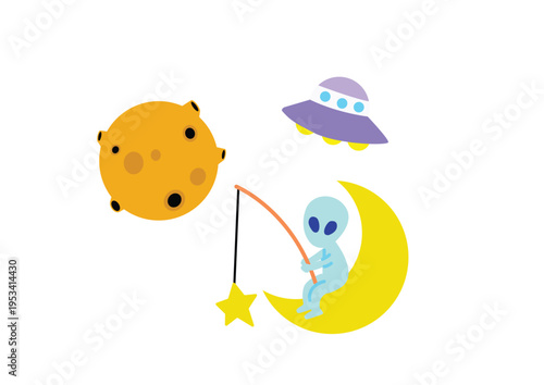 シンプルで可愛い宇宙人のイラスト