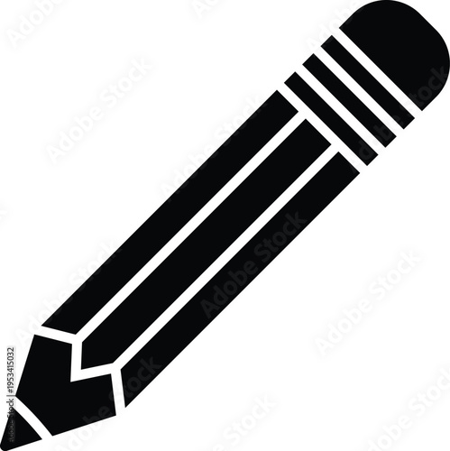 Black pencil with white lines on ferrule and eraser tool