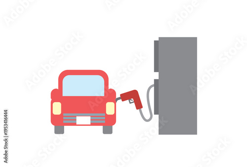 車にレギュラーガソリンを入れているシンプルなイラスト