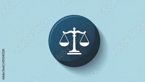 Justice scale icon on blue background symbolizing law balance and fairness in a simple modern design