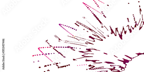 A dirty red ink pen splatter creates a grunge texture and heart pattern design with paint splashes on a paper frame vector illustration