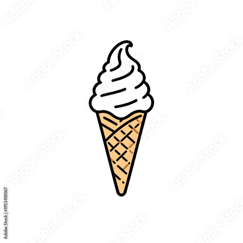 [Vector EPS]Delicious ice cream cone with creamy white swirl on top
