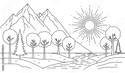 Black and white nature element illustration set for t shirt design isolated on transparent background