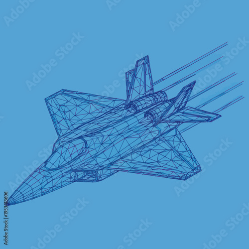 Fighter Jet Wireframe Design Model.