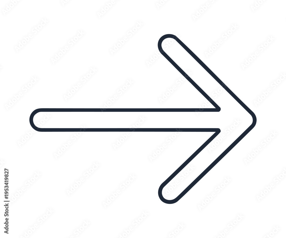 Obraz premium Black right arrow icon on white background pointing to right