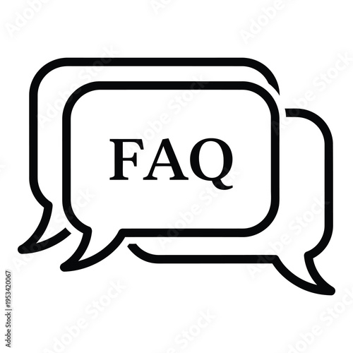 FAQ speech bubbles icon for frequently asked questions section  simple design icon