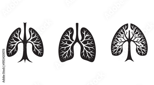 Humanlungsanatomymedicaliconssetisolatedonwhitebackground