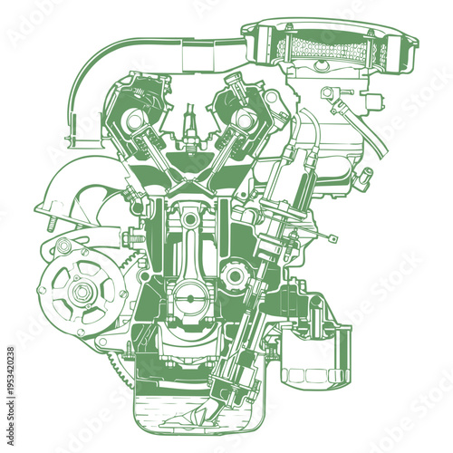 Obraz na płótnie Car Engine Diagram