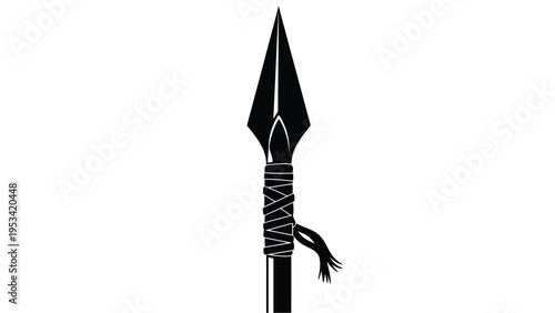 A striking black silhouette of a traditional spear sharply defined silhouette
