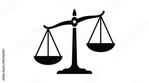 Black scales of justice depicted as a striking silhouette