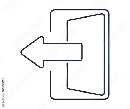 Black and white line drawing of arrow moving into rectangle on plain background