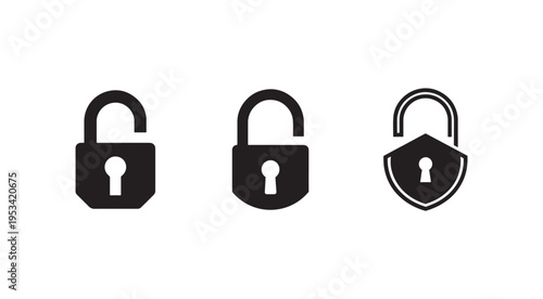 Security icons with lock and shield symbols for protection and safety concepts  lock icons with shield for security and protection