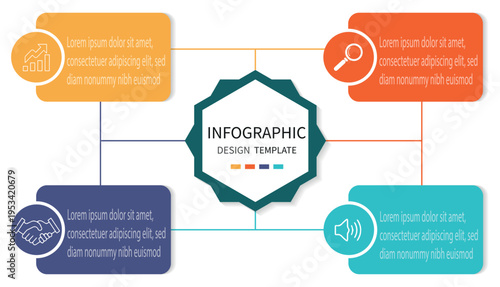 Infographic design template with place for your data. Can be used for workflow layout, diagram, annual report, web design. Vector illustration. 