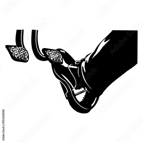 Foot on car pedal
