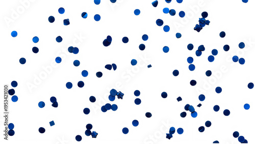 Blue confetti dots scattered on white background for celebration decoration transparent background
