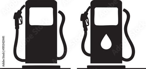 Gas station pump vector: fuel icon, petrol station symbol, black and white illustration eps silhouette