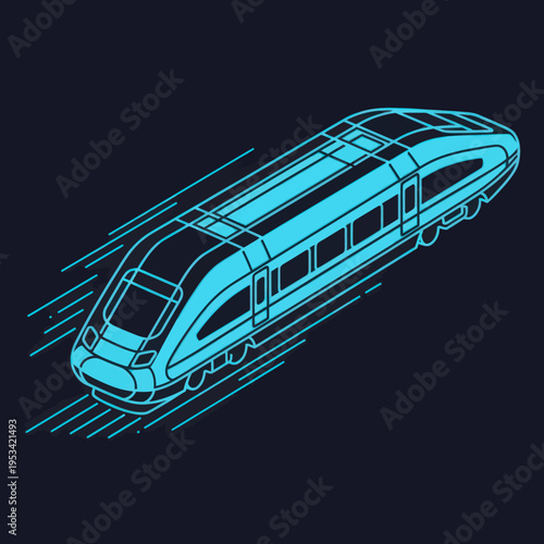 Futuristic Train Illustration with Motion Lines.